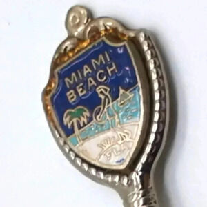 Miami Beach Scalloped edge Souvenir Engraved Spoon Kitschy Cool